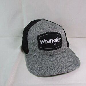 Wrangler Logo Patch Meshback Adjustable Snapback Cap Hat Grey/Black